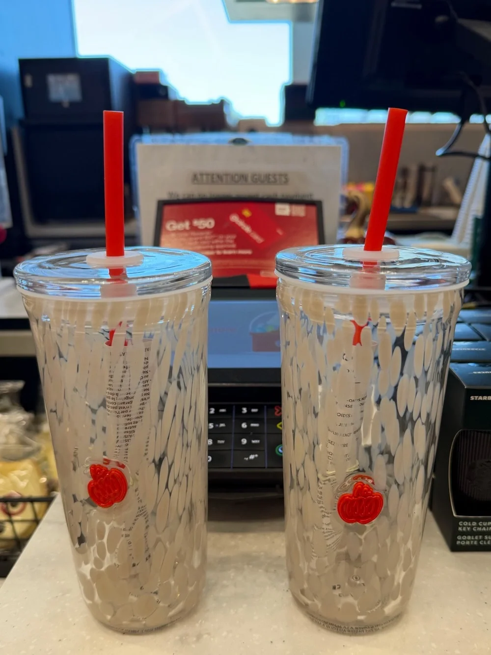 Starbucks Fall Pumpkin 🎃 Glass CTextured Tumbler with  orange Straw and decal